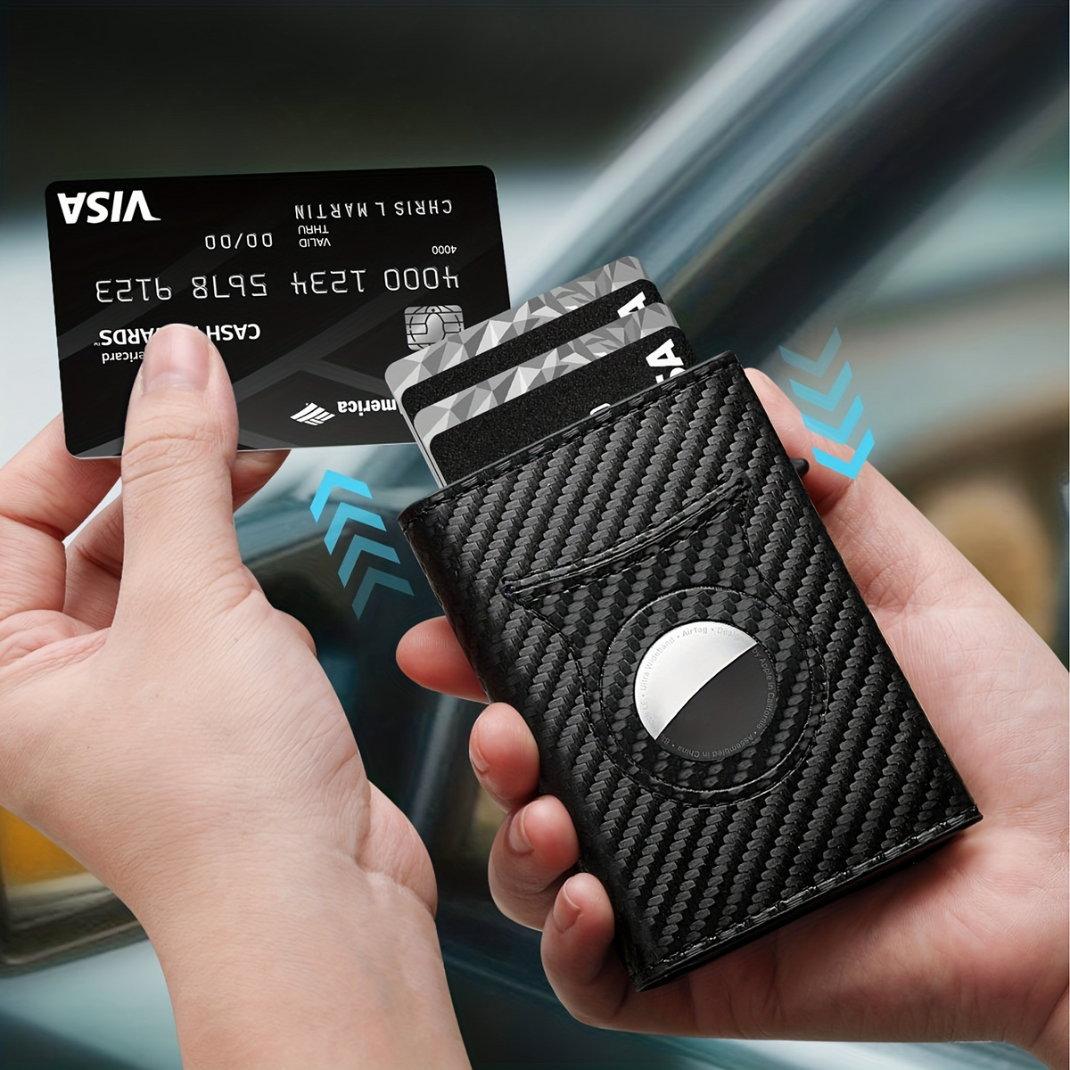 Men's Slim Metal Card Wallet – Carbon Fiber Minimalist Wallet