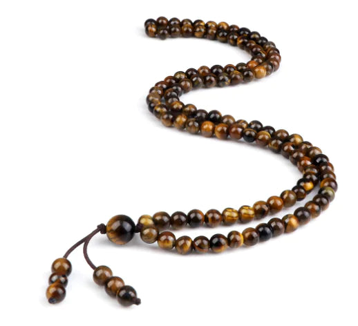 Natural Stone 108 Beaded Necklace – Malachite, Tiger’s Eye, Turquoise & More | Unisex | 150cm