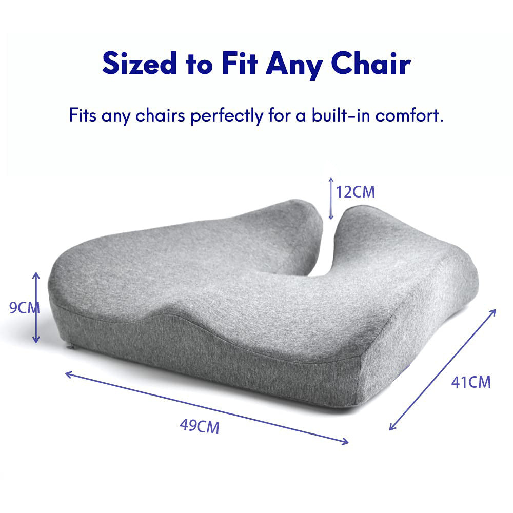 Memory Foam Seat Cushion & Lumbar Support Set – Ergonomic Chair Pad for Office, Car & Home (Black/Gray)