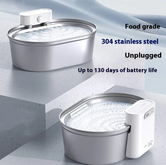 Smart Stainless Steel Pet Water Fountain – 304 Steel Auto Intelligent Water Dispenser for Cats & Dogs | Rust-Resistant & Hygienic