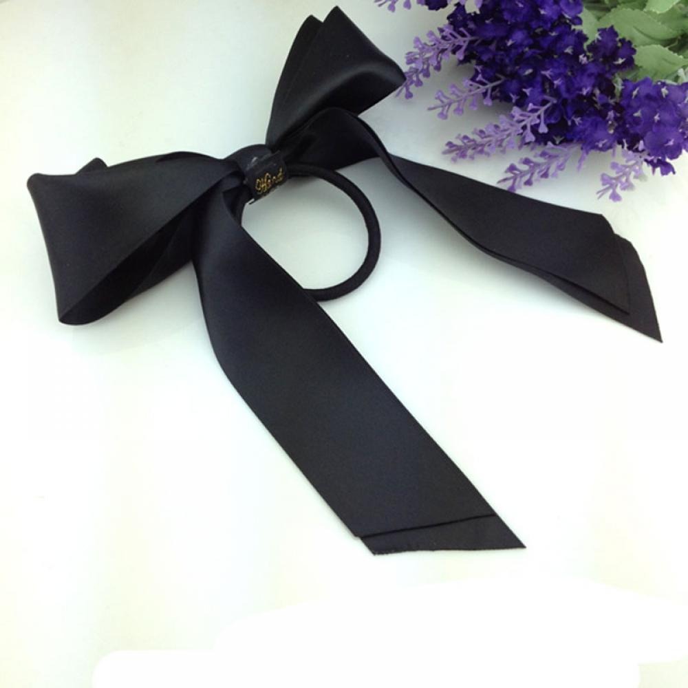 Korean Satin Ribbon Bow Hair Tie – Elegant Elastic Hair Accessory for Women | 6 Colors