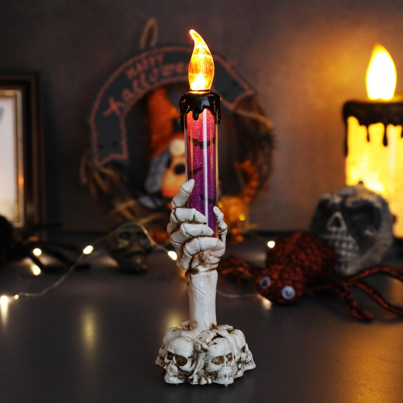 Skull Hand LED Candle Lamp – Gothic Decorative Night Light