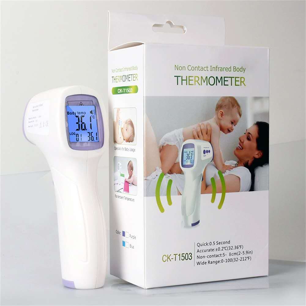 Infrared Non-Contact Forehead Thermometer – Digital LCD Thermometer for Kids & Family | ±0.2°C Accuracy | White & Purple