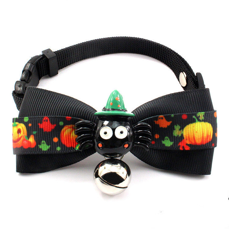 Halloween Cat Collar with Ribbon Bow – Festive Nylon Neck Strap for Cats | XS, S & M | Green, Pumpkin, Red & More