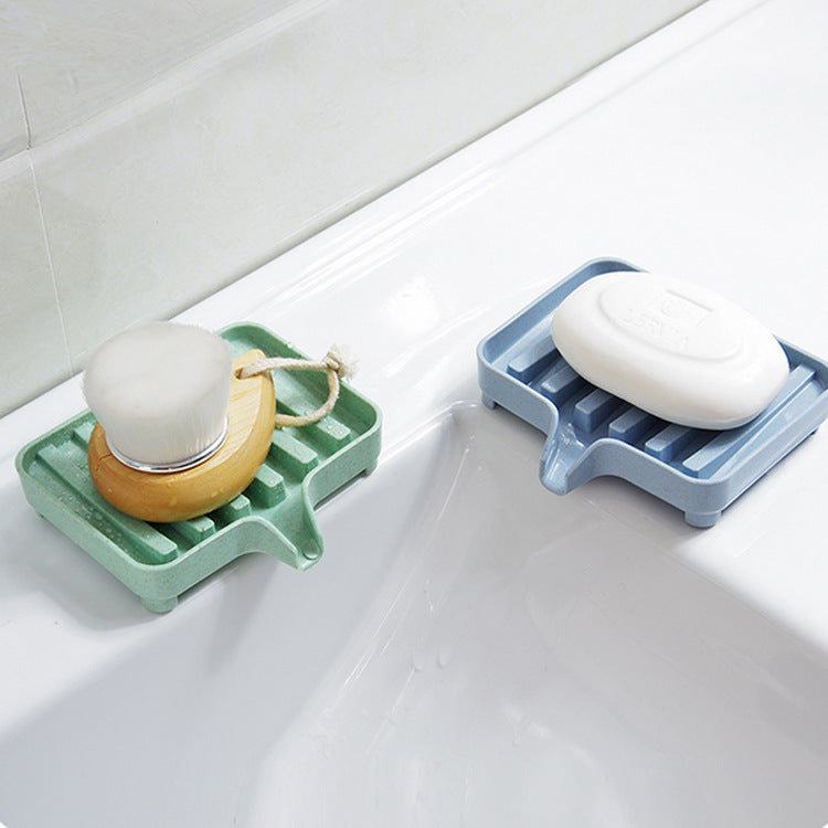 Soap Dish with Drainage – Minimalist PP Plastic Soap Holder for Bathroom & Kitchen (Pink / Green / Blue)