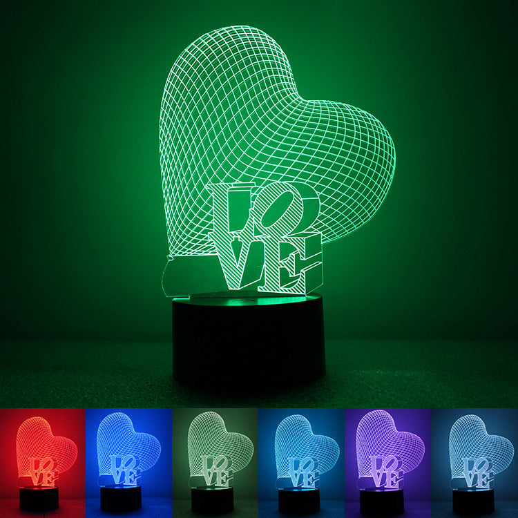 3D Heart Illusion Lamp - Energy Efficient Night Light