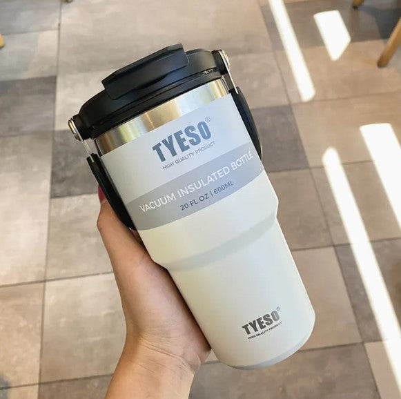 TYESO Vacuum Insulated Sports Thermos Flask – Stainless Steel Travel Mug, Leak-Proof, Hot & Cold (600ml / 750ml / 900ml)