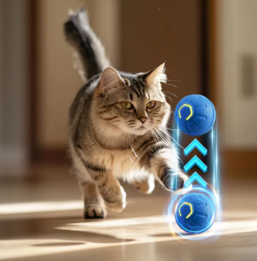 Interactive Smart Pet Toy Ball – USB Rechargeable Auto-Moving Bouncing & Rolling Ball for Dogs & Cats | 4 Colors | 42mm