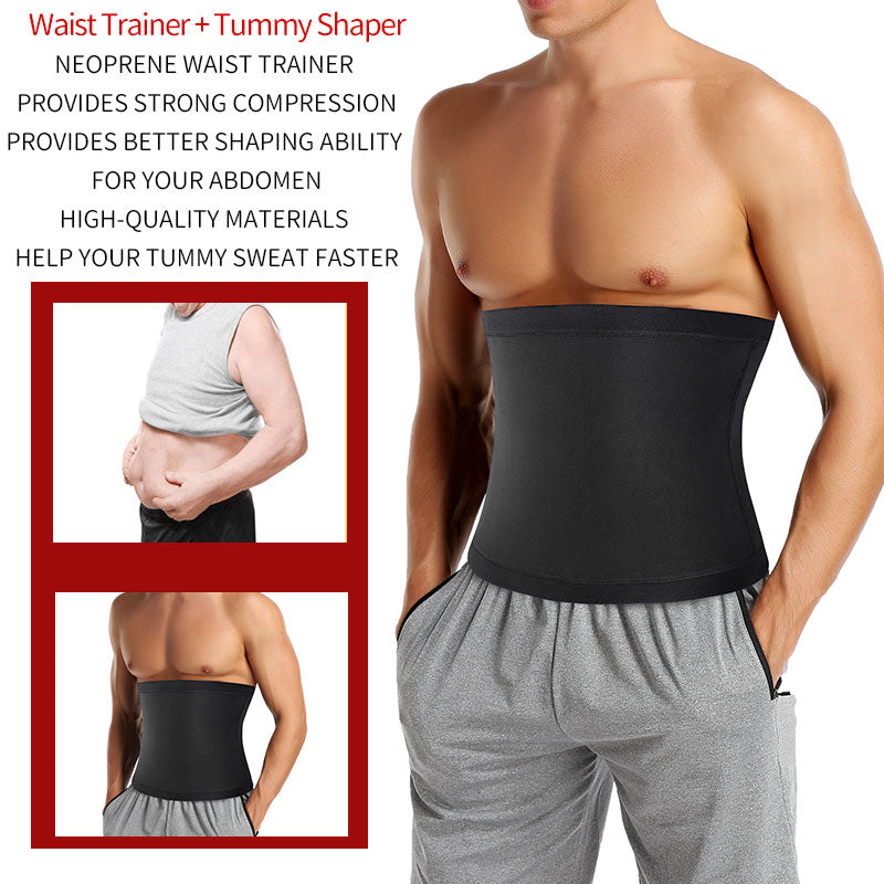Men’s Sauna Body Shaper Waist Trainer – Thermogenic Sweat Belt for Abdomen Slimming | S–5XL | Black