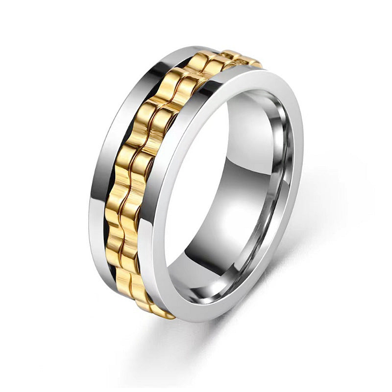 Titanium Steel Gear Fidget Ring – Spinning Stress Relief Ring for Men & Women