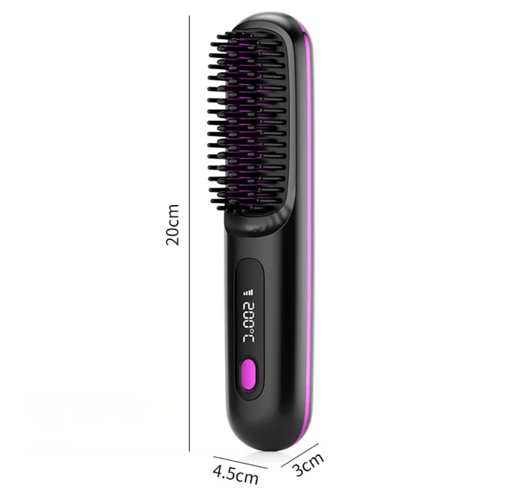 Ceramic Hair Straightening Comb – USB Rechargeable with LCD Display