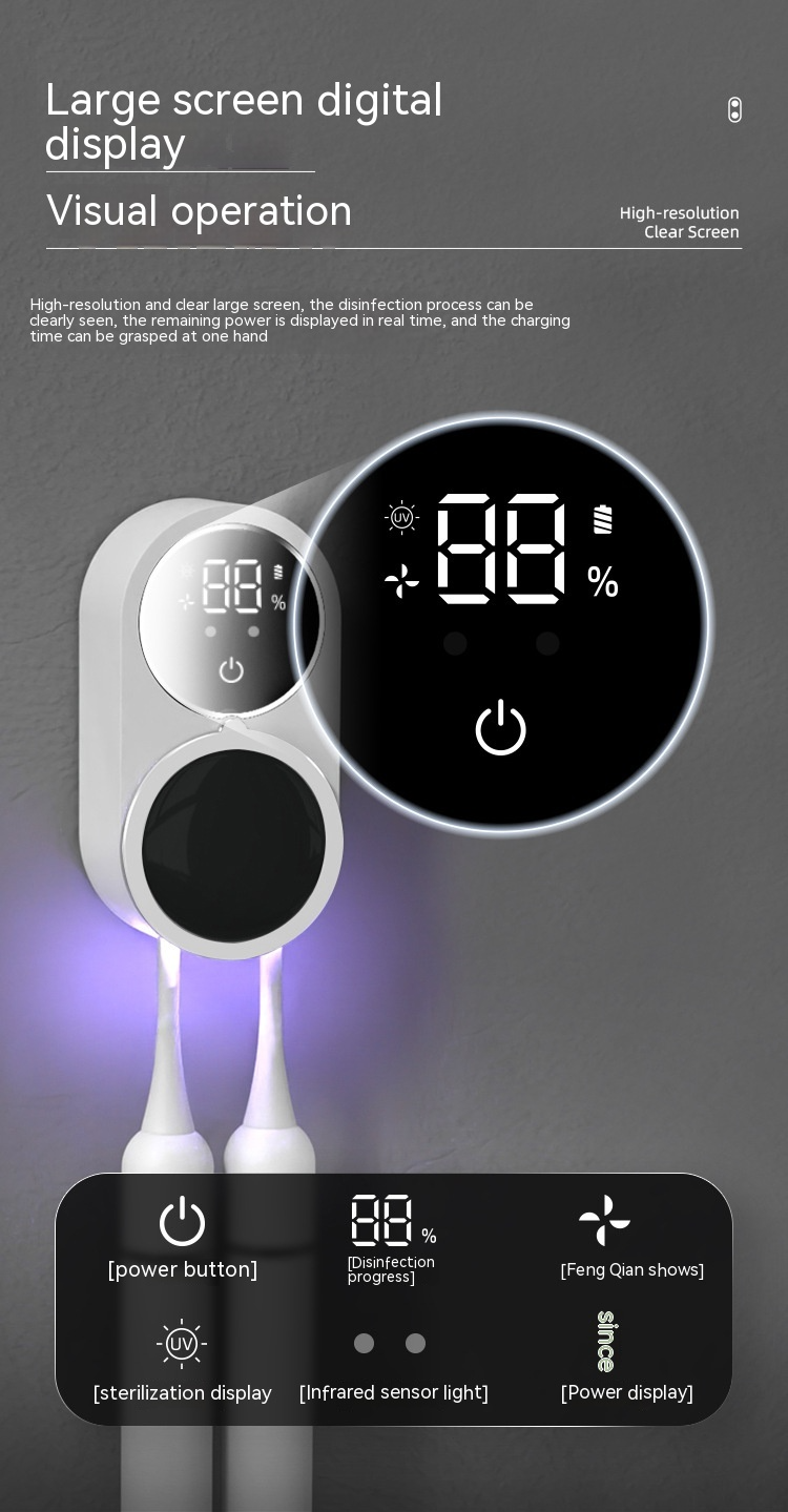UV-C Toothbrush Sanitizer & Holder – Kills 99.9% of Bacteria with UV Light