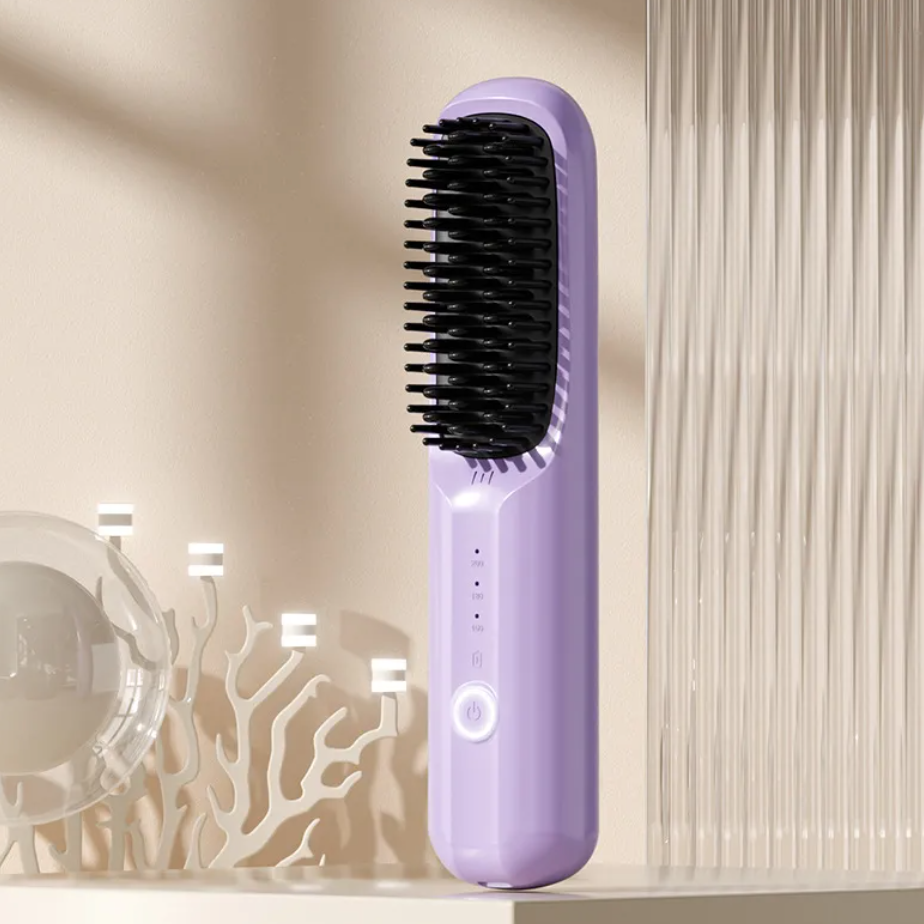 Ceramic Hair Straightening Comb – USB Rechargeable with LCD Display