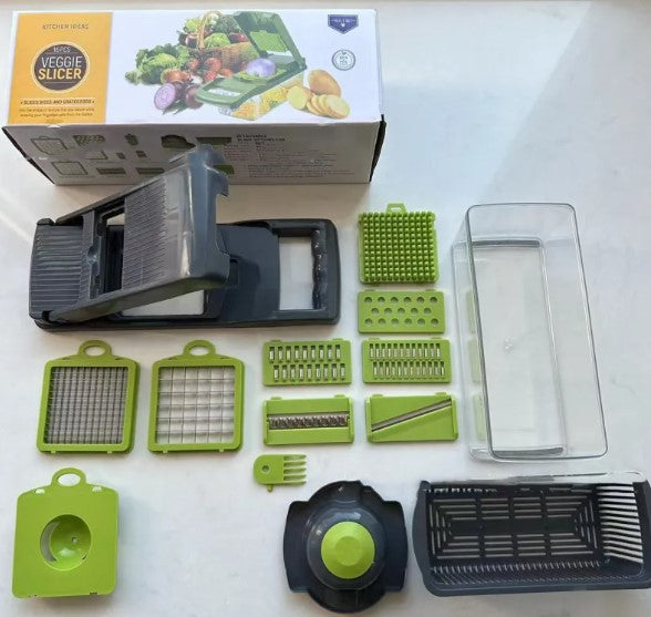 Multi-Function Vegetable Chopper & Food Slicer – Slice, Dice, Shred & Julienne with Built-In Storage Container