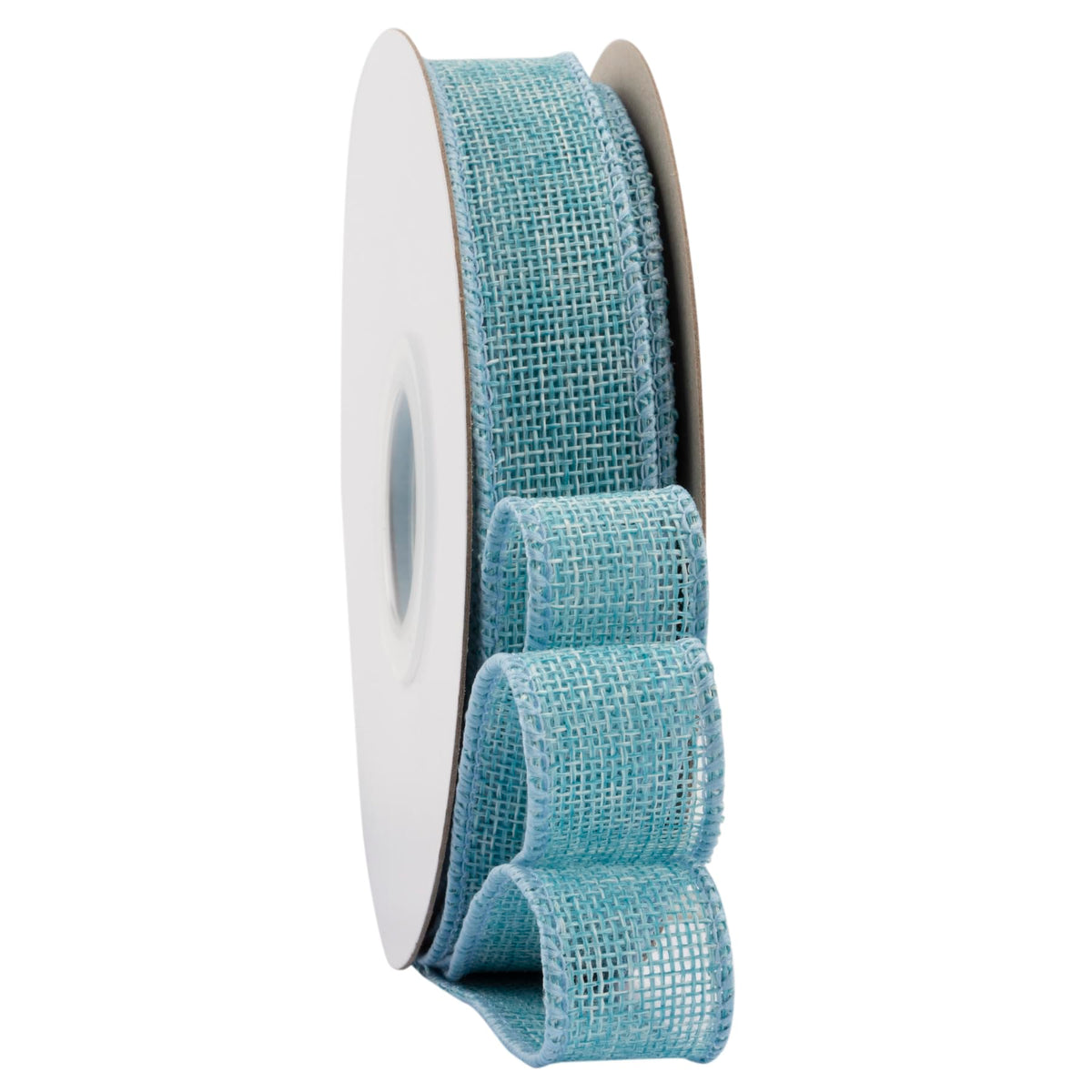 Ribbonitlux Burlap Wired Ribbon – 1 inch x 20 Yards | Island Blue | Wired Edge for Wreaths, Bows, Gift Wrapping & Christmas Decor