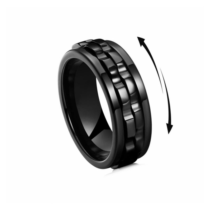 Titanium Steel Gear Fidget Ring – Spinning Stress Relief Ring for Men & Women