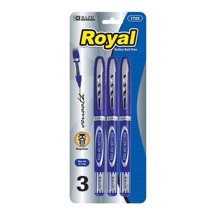 Royal Blue Rollerball Pens – Smooth 0.7mm Fine Point, Visible Ink Supply & Pocket Clip (Pack of 3)