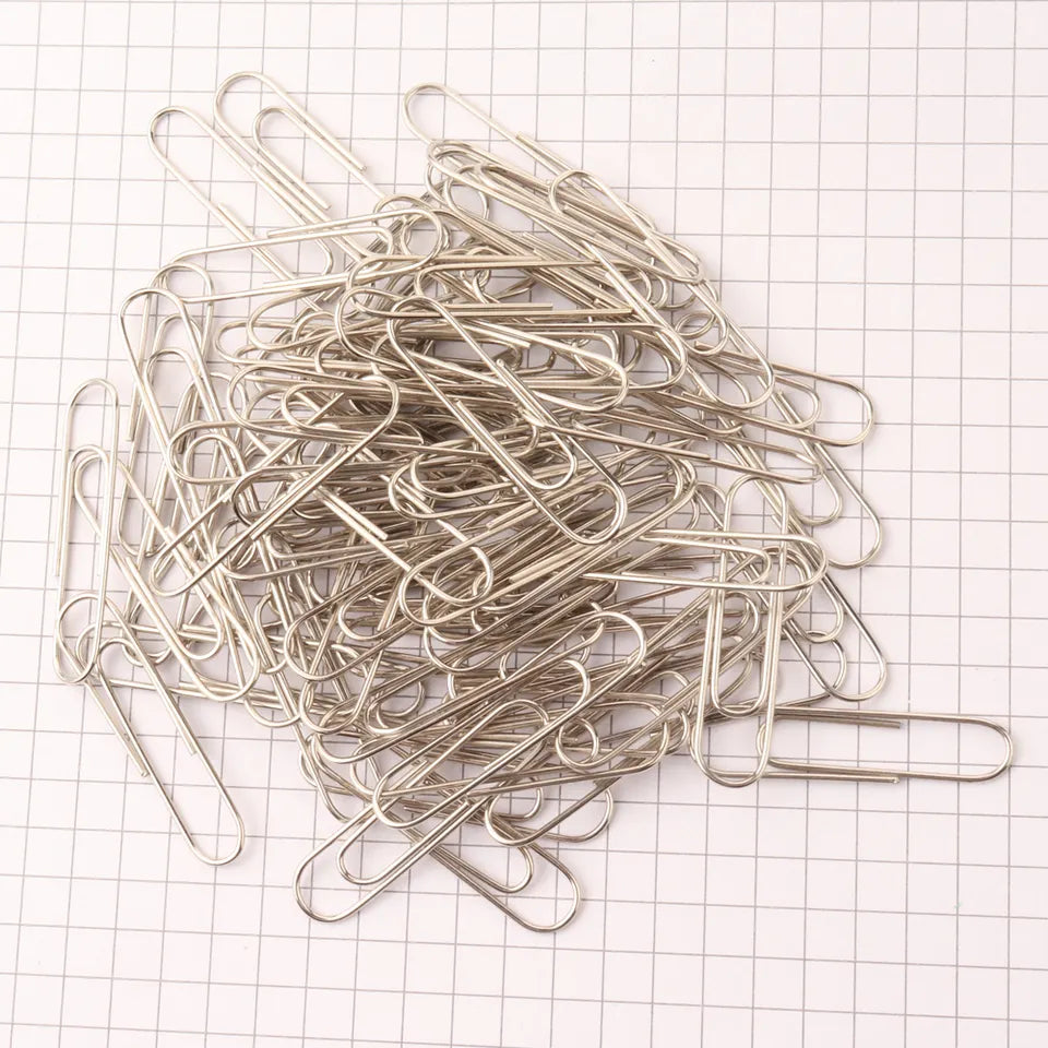 Silver Paper Clips 28mm – Rust-Resistant Vinyl-Coated Office Clips, 100-Pack