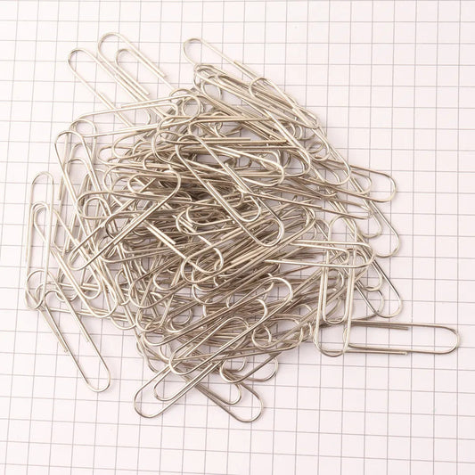 Silver Paper Clips 28mm – Rust-Resistant Vinyl-Coated Office Clips, 100-Pack