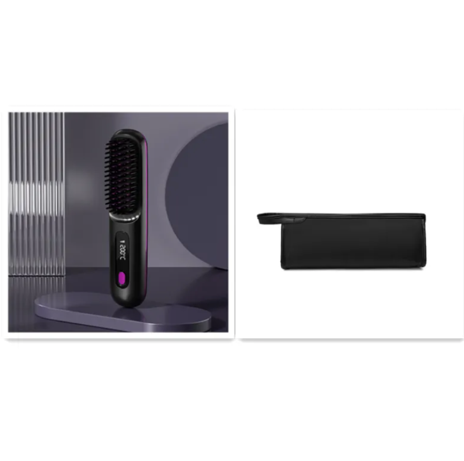 Ceramic Hair Straightening Comb – USB Rechargeable with LCD Display