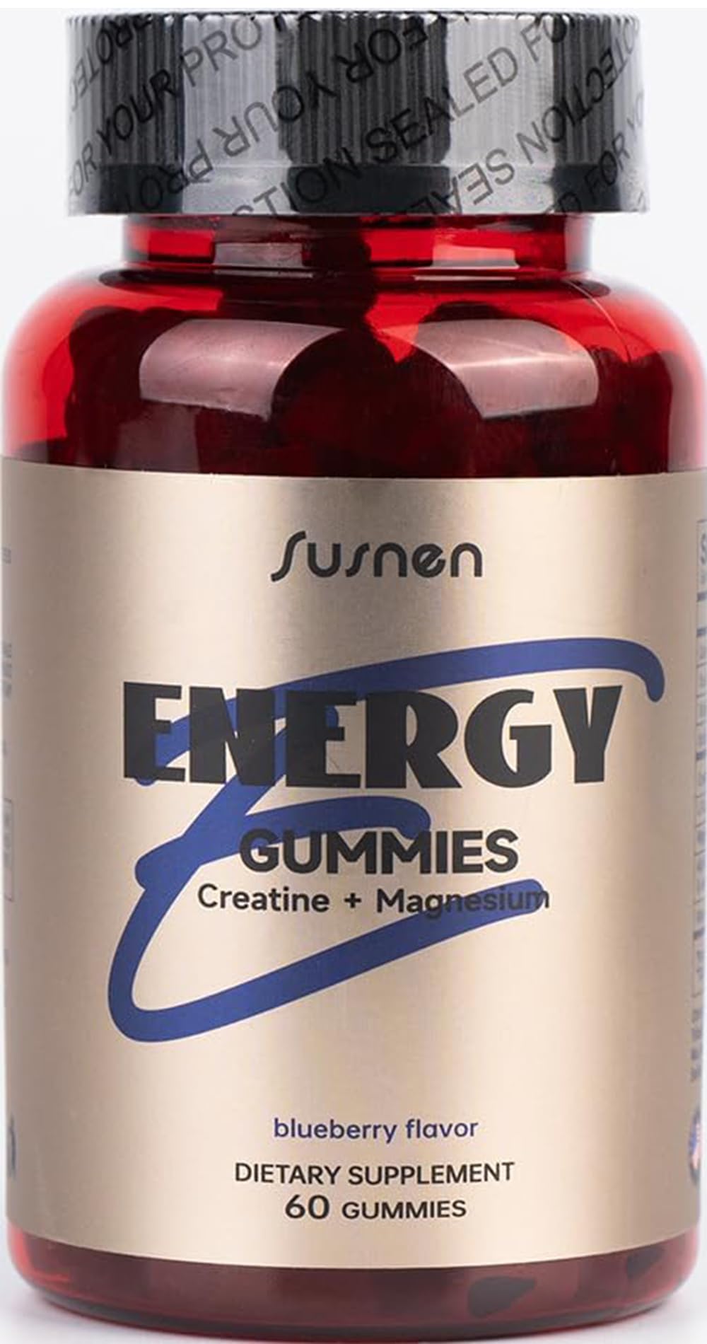 Susnen Creatine Monohydrate Gummies – 5g Creatine + L-Taurine + B12 | 60 Count | Blueberry