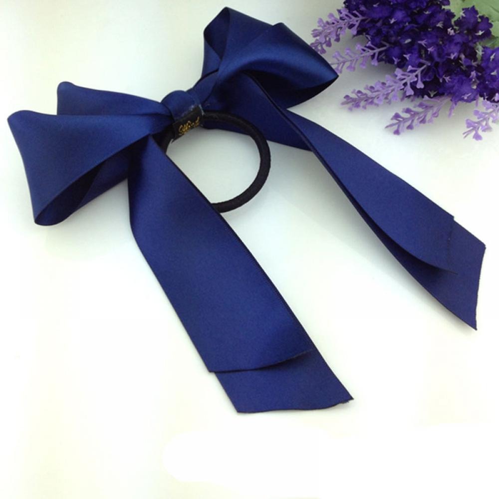 Korean Satin Ribbon Bow Hair Tie – Elegant Elastic Hair Accessory for Women | 6 Colors
