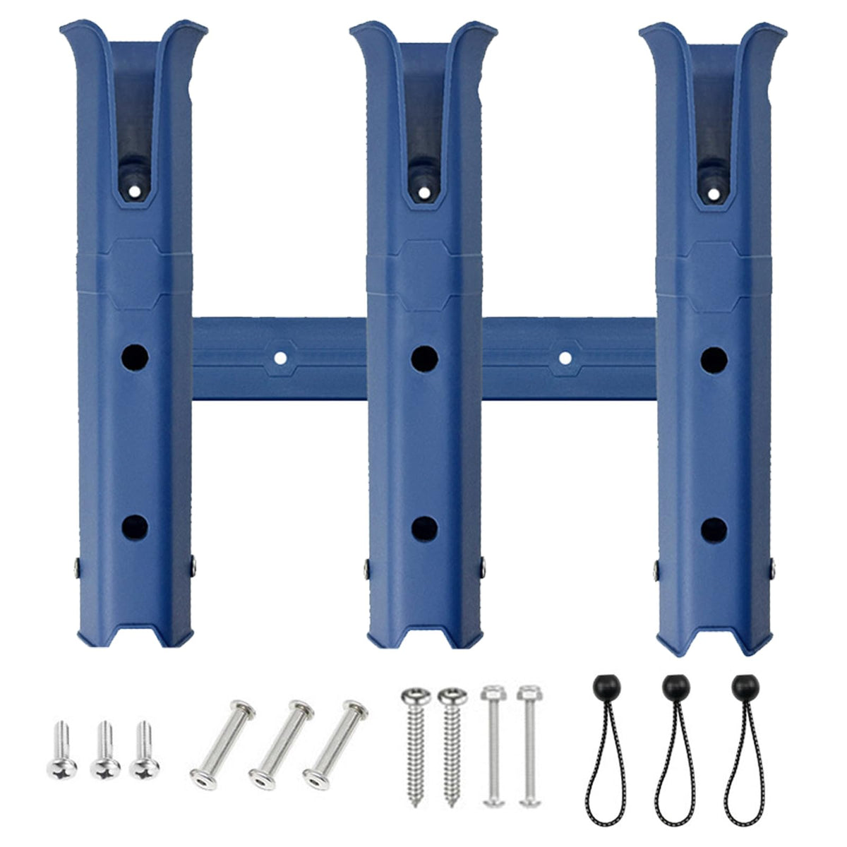 3-Tube Fishing Rod Holder Rack – Wall Mount & Boat Rod Holder for Kayak, Cooler, Trailer & Garage | Lightweight & Durable | Blue