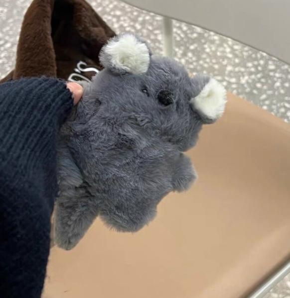 Plush Koala AirPods Case Cover – Soft Protective Headphone Cover for AirPods 1/2, 3, 4, Pro & Pro 2 | Gray