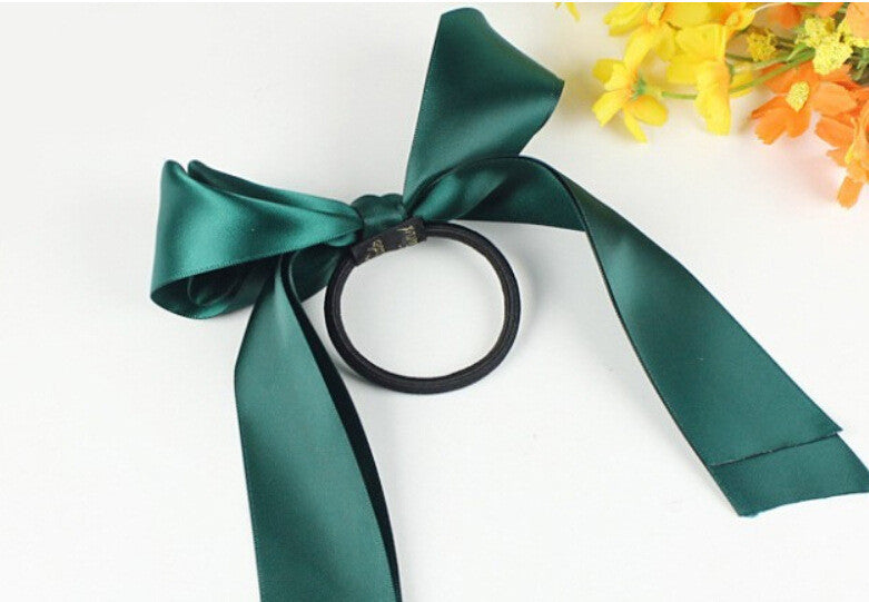 Korean Satin Ribbon Bow Hair Tie – Elegant Elastic Hair Accessory for Women | 6 Colors