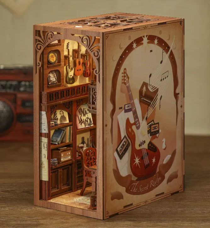 DIY Wooden Cottage Book Stand Kit – 3D Assembly Model Bookend for Bookshelf Decor & Creative Gifting