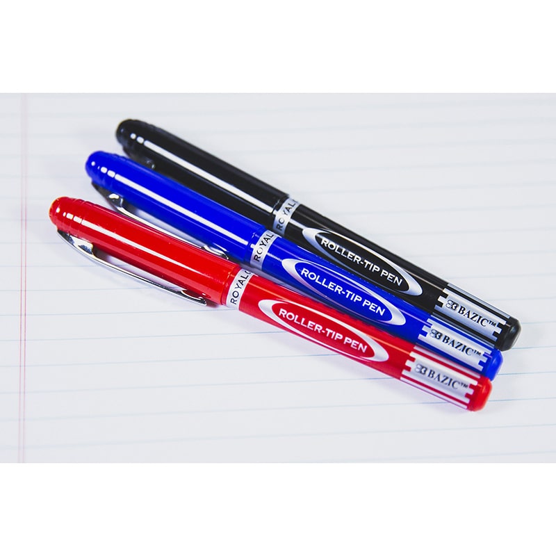 Royal Blue Rollerball Pens – Smooth 0.7mm Fine Point, Visible Ink Supply & Pocket Clip (Pack of 3)