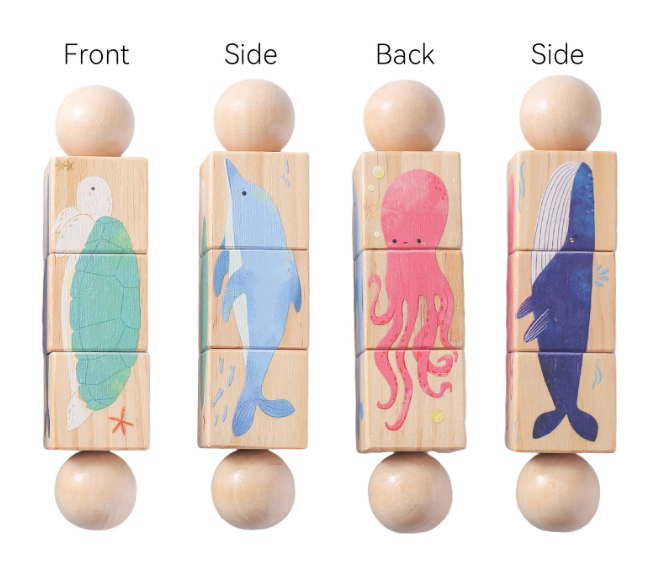 Kids’ Wooden Animal Handbell Puzzle – 3-in-1 Music, Puzzle & Animal Learning Toy for Toddlers (Bear / Whale / Lion / Fox)
