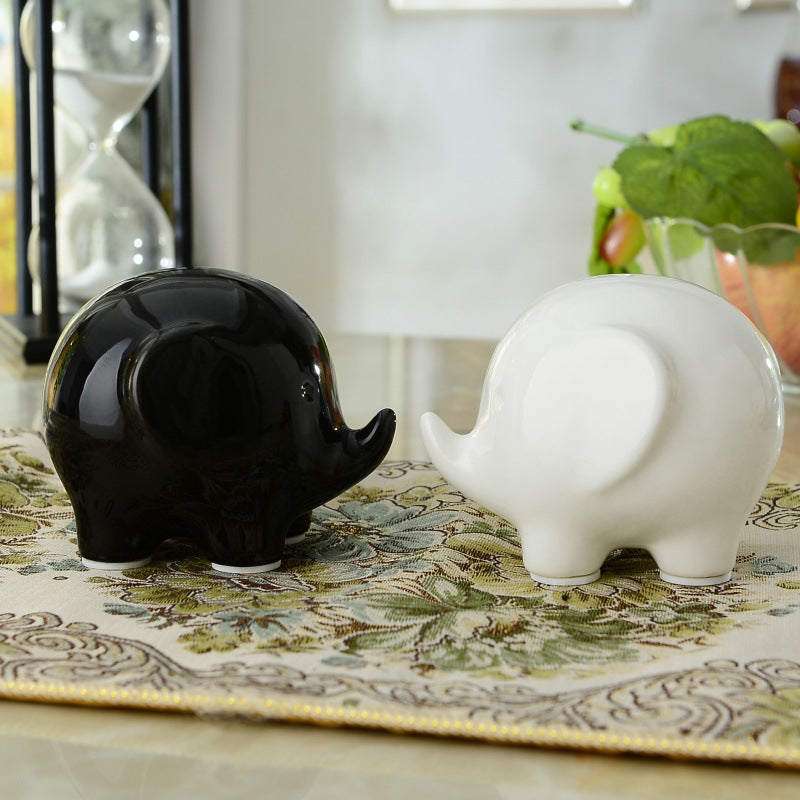Creative Zakka Elephant Figurine - Ceramic Desk Decor