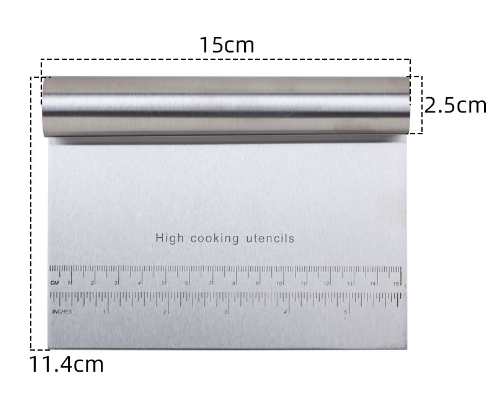 Stainless Steel Dough Cutter & Scraper – Built-In Measurement Scale for Baking