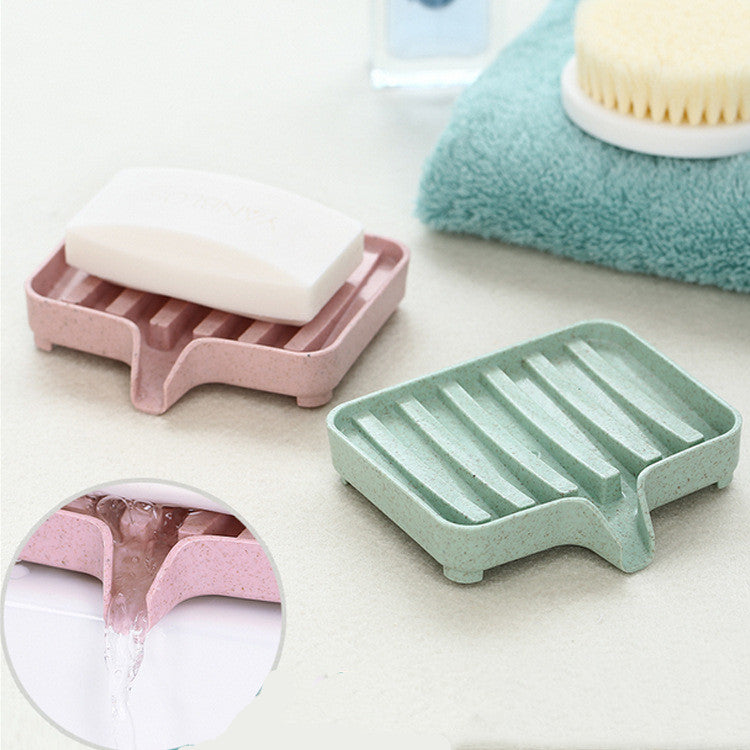 Soap Dish with Drainage – Minimalist PP Plastic Soap Holder for Bathroom & Kitchen (Pink / Green / Blue)