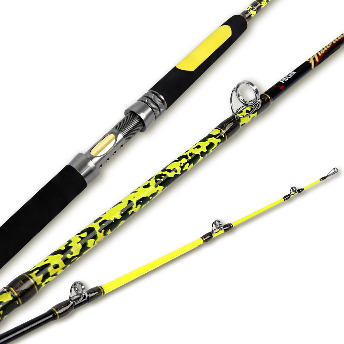 Fiblink Catfish Fishing Rod – Heavy-Duty Carbon Fiber & Fiberglass Catfishing Pole | 1 or 2 Piece | 6’6”–10’ | Cast & Spinning