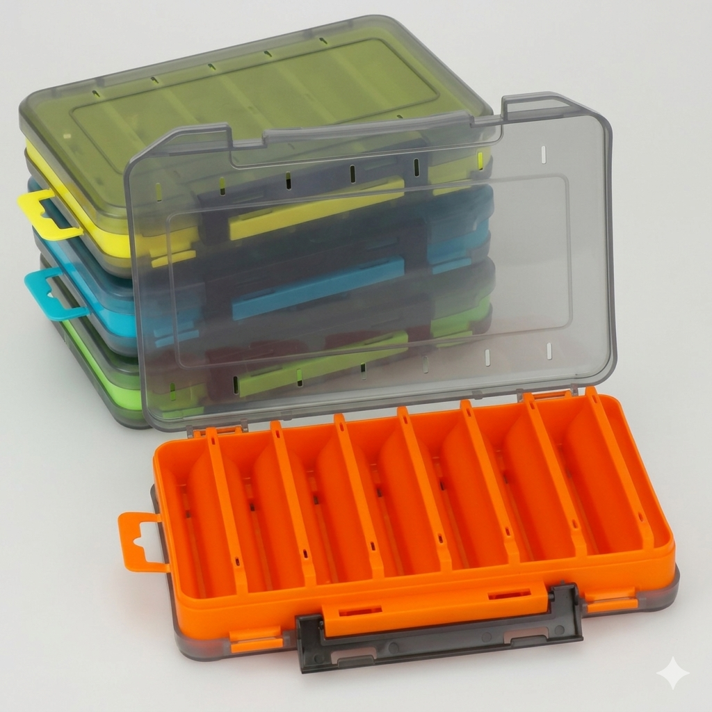 Double-Sided Fishing Tackle Box – 14-Compartment Lure & Bait Organizer