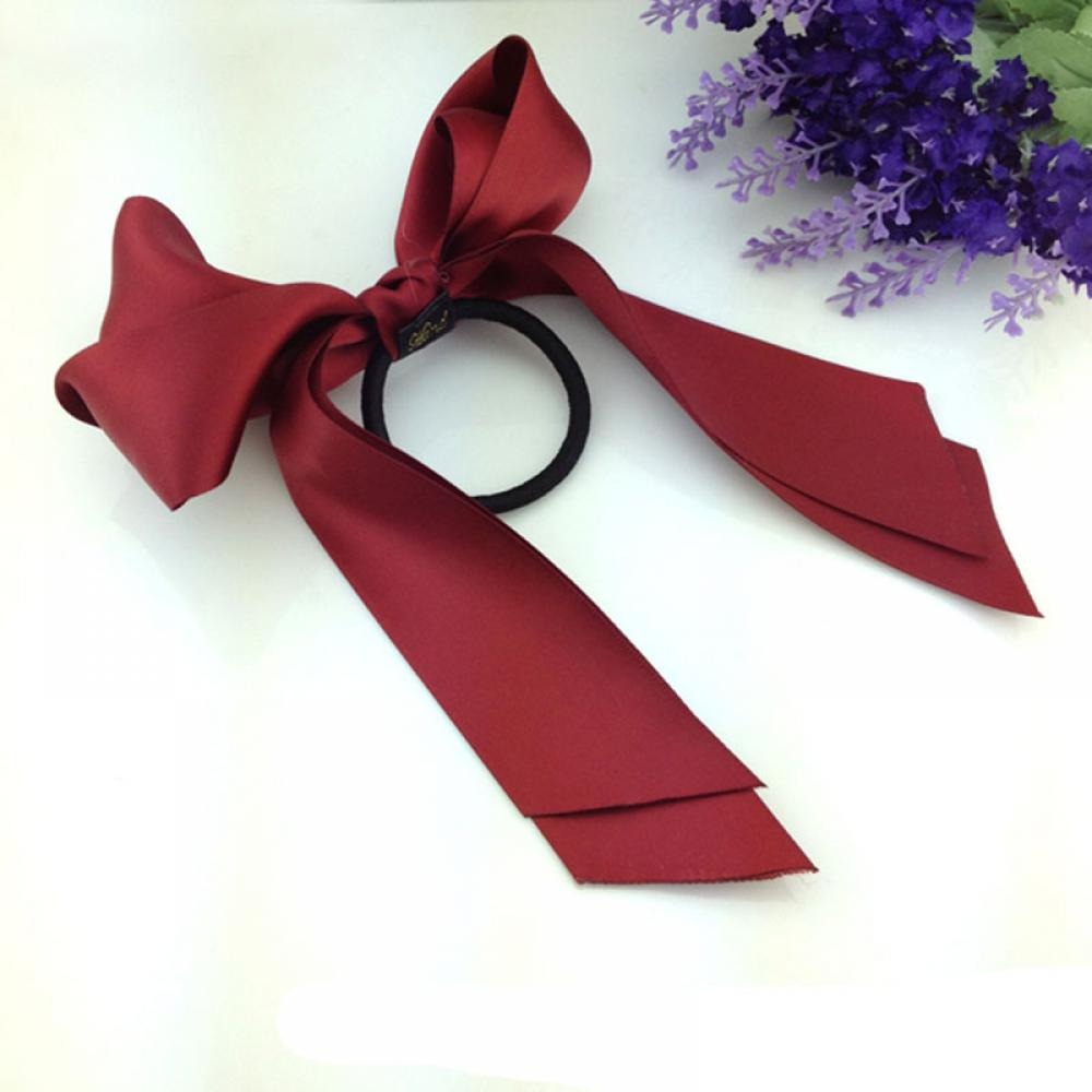 Korean Satin Ribbon Bow Hair Tie – Elegant Elastic Hair Accessory for Women | 6 Colors