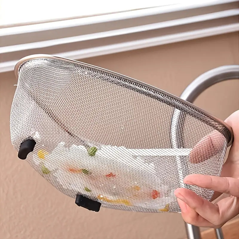 Triangular Stainless Steel Sink Strainer Basket – Standing or Hanging
