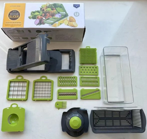 Multi-Function Vegetable Chopper & Food Slicer – Slice, Dice, Shred & Julienne with Built-In Storage Container