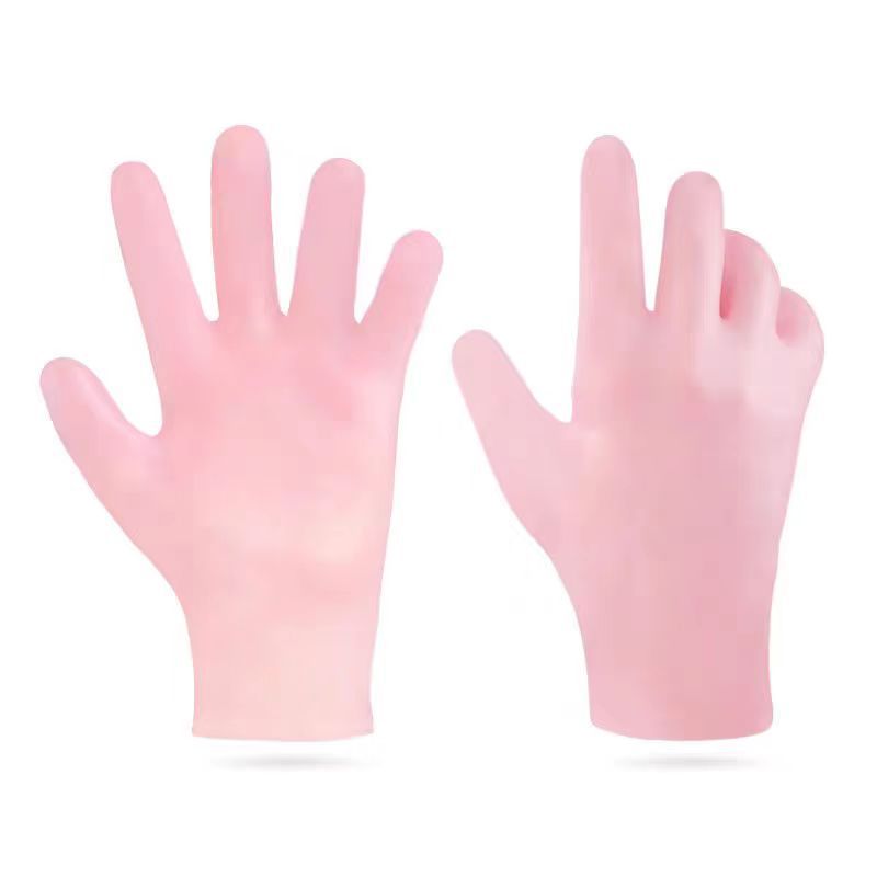 Moisturizing Spa Gloves & Socks – Soft Silicone Lyocell Hand Mask & Foot Socks for Dry Skin, Cracked Heels & Self-Care (Skin / Pink)