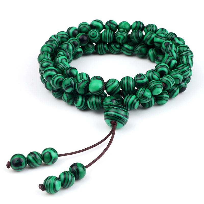 Natural Stone 108 Beaded Necklace – Malachite, Tiger’s Eye, Turquoise & More | Unisex | 150cm