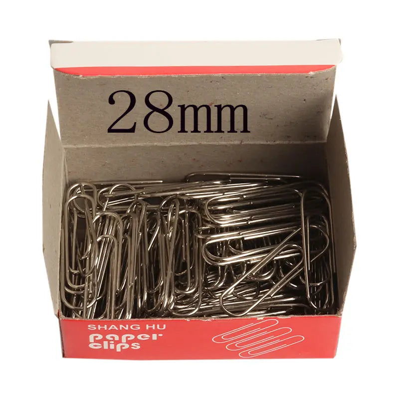 Silver Paper Clips 28mm – Rust-Resistant Vinyl-Coated Office Clips, 100-Pack