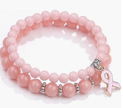 Crystal Ribbon Bow Bracelet – Rhodochrosite Pendant Bracelet for Women | Pink Crystal, Bracelet Set, Pink Zebra & Black Line