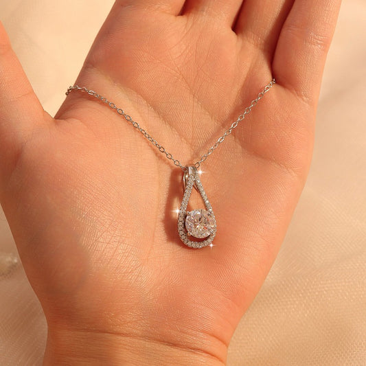S925 Sterling Silver Heart & Drop Pendant Necklace – 1 Carat Moissanite with Certificate (Women’s)