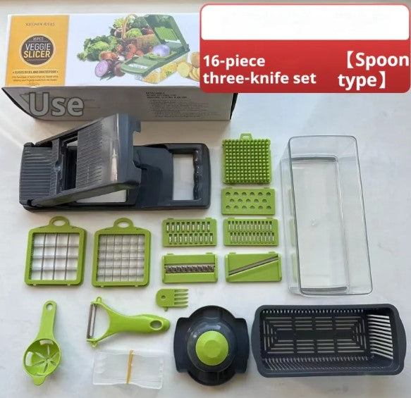 Multi-Function Vegetable Chopper & Food Slicer – Slice, Dice, Shred & Julienne with Built-In Storage Container