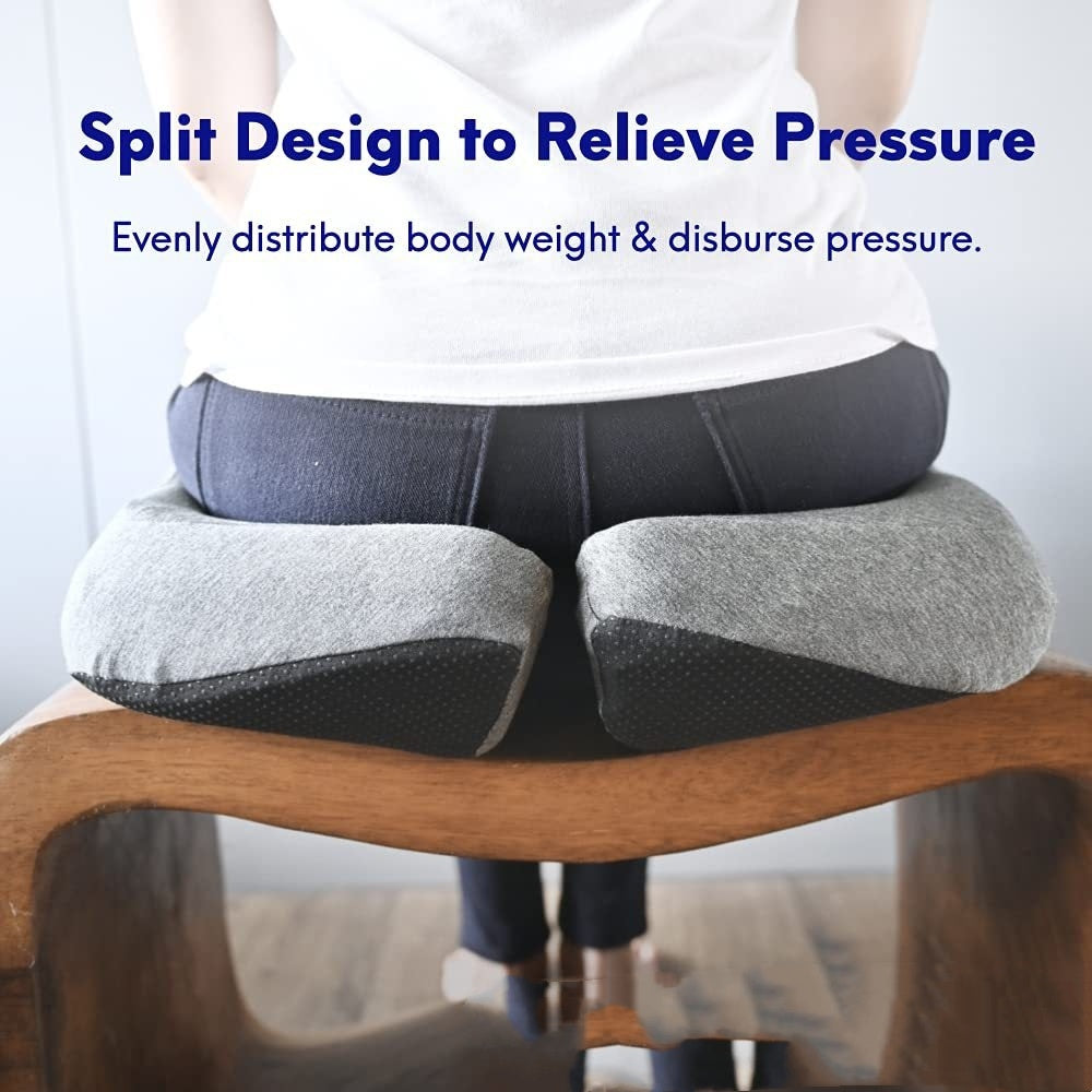 Memory Foam Seat Cushion & Lumbar Support Set – Ergonomic Chair Pad for Office, Car & Home (Black/Gray)