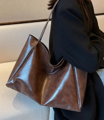 Women’s Large Capacity Leather Shoulder Handbag – Cattlehide Tote Bag