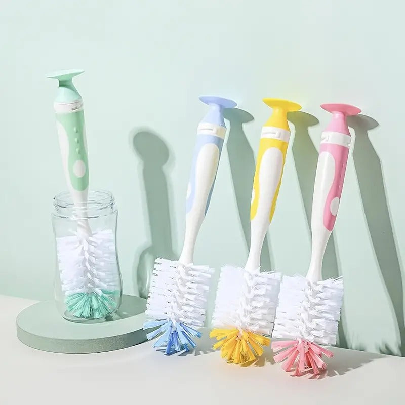 Baby Bottle & Nipple Brush Cleaning Set – Ergonomic, Lightweight & Easy to Clean (Yellow, Pink, Blue)