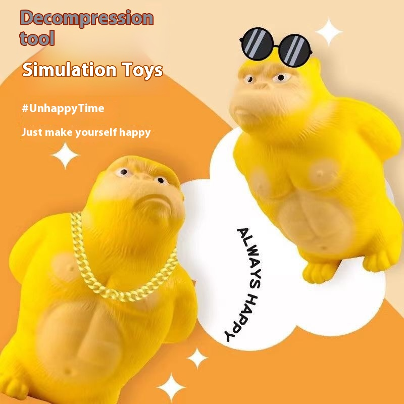 Squeezy Gorilla Stress Relief Toy – Slow Rebound PU Squishy Sensory Fidget Toy | Small & Large | Desk & On-the-Go